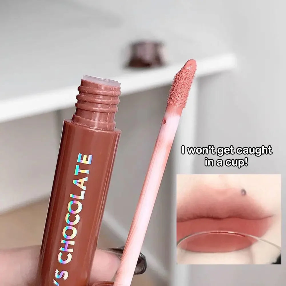 Chocolate Lip Glaze Set Velvet Matte Not Fade Long lasting Rich Cream Lipstick Milk Coffee Lip Color Women Makeup Lip Tint - Seprincess