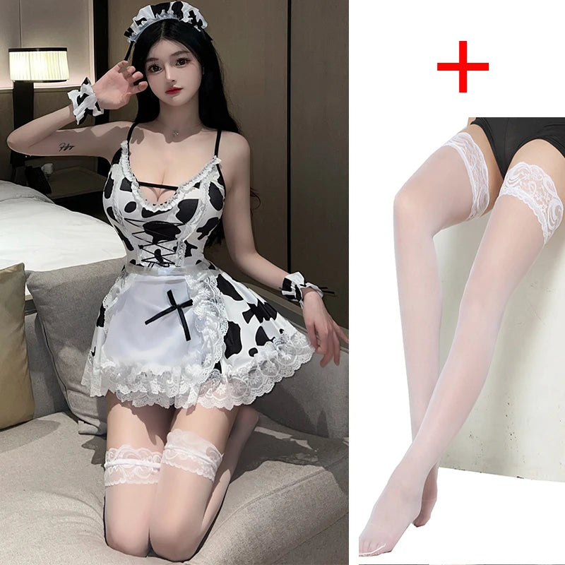 Sexy lingerie Maid Uniform Tempts Cows Deep V fetish sexy hot underwear women Fantasy clothing baby sex sexy sexy bra and bottom - Seprincess