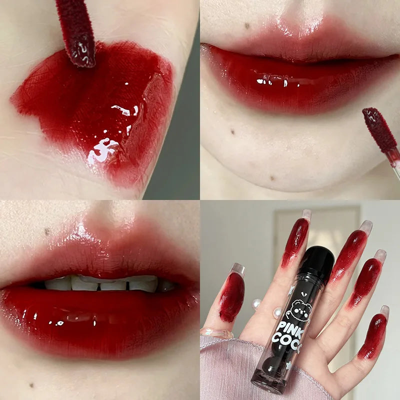 New Jelly Mirror Black Tube Lipstick Long Lasting Non-stick Cup Moisturize Water Light Lip Gloss Korean Lips Makeup Cosmetic 1pc - Seprincess