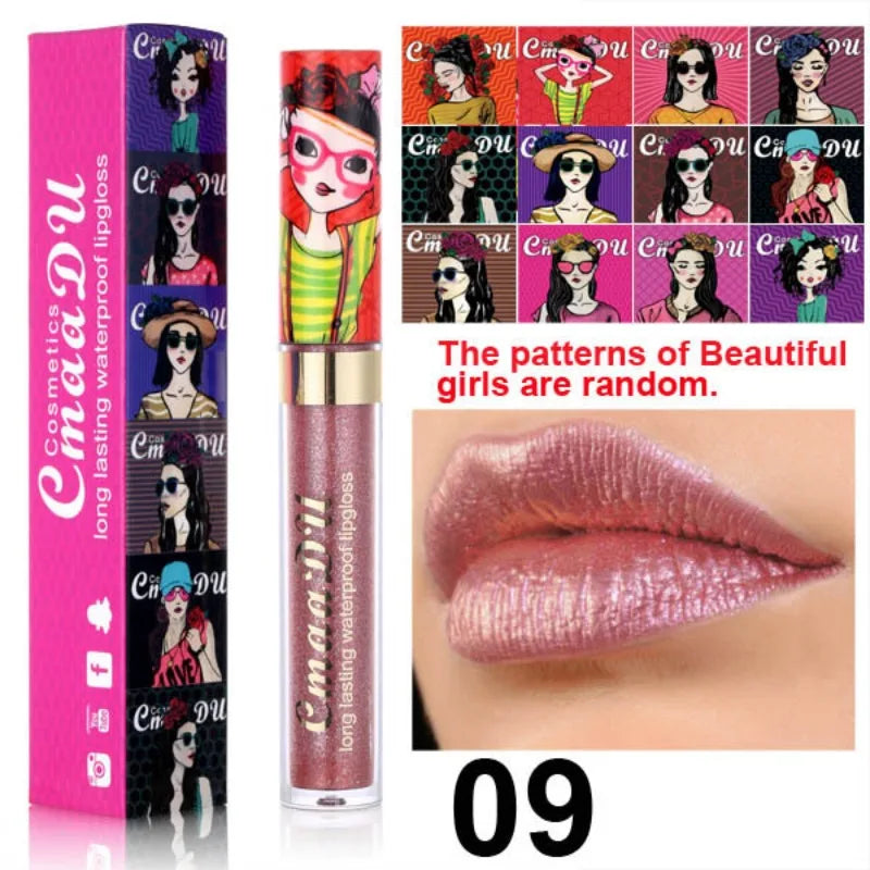 CmaaDu Glitter Lip Gloss Beauty Girl Diamond Shimmer Lip Tint Make Up Waterproof Long Lasting Gray Flash Liquid Lipstick Makeup - Seprincess