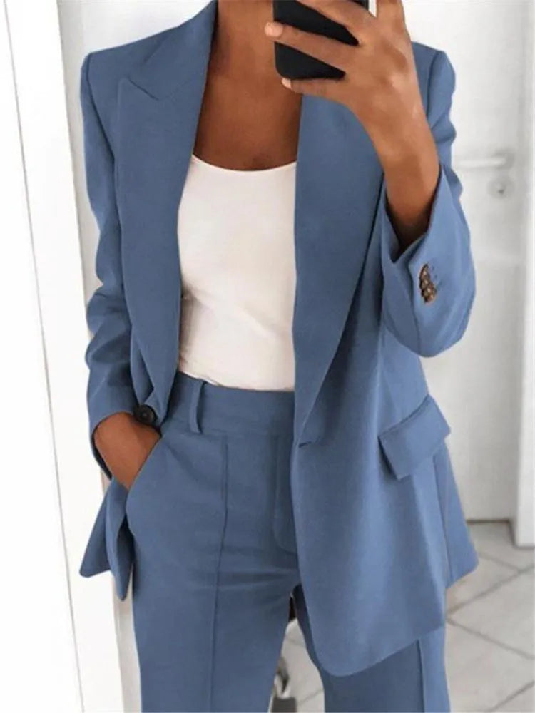 Autumn Fashion New Women's 2PCS Pants Sets Business Office Ladies Formal Blazer And Pants Sets Tracksuit Sets Female Outfits - Seprincess