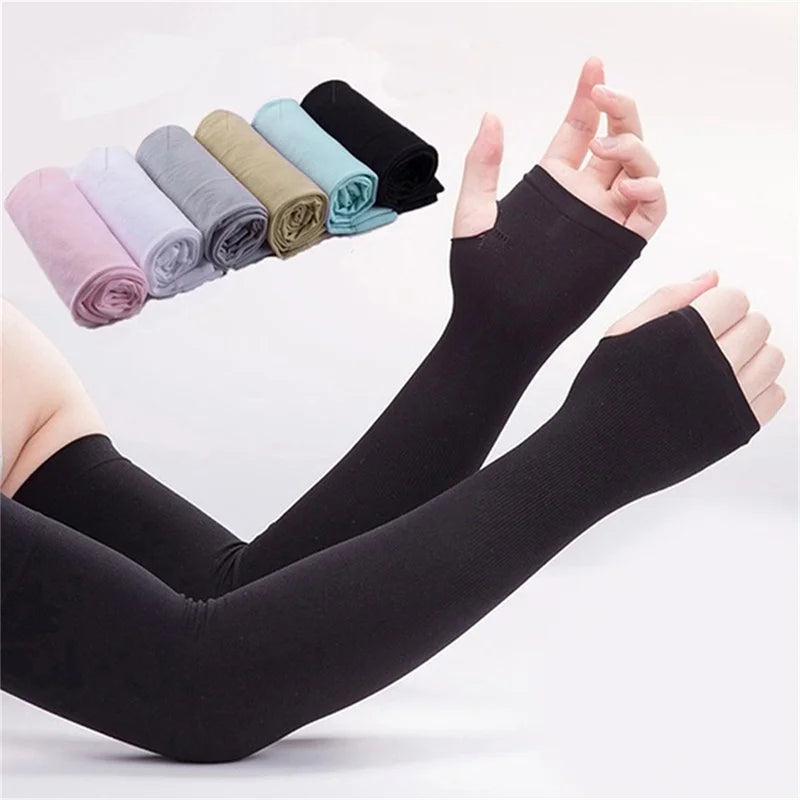 Ice Silk Sleeve Sunscreen Cuff Arm Sleeves Sun Protect Anti-Slip Summer Men Women Gloves Outdoor Riding New