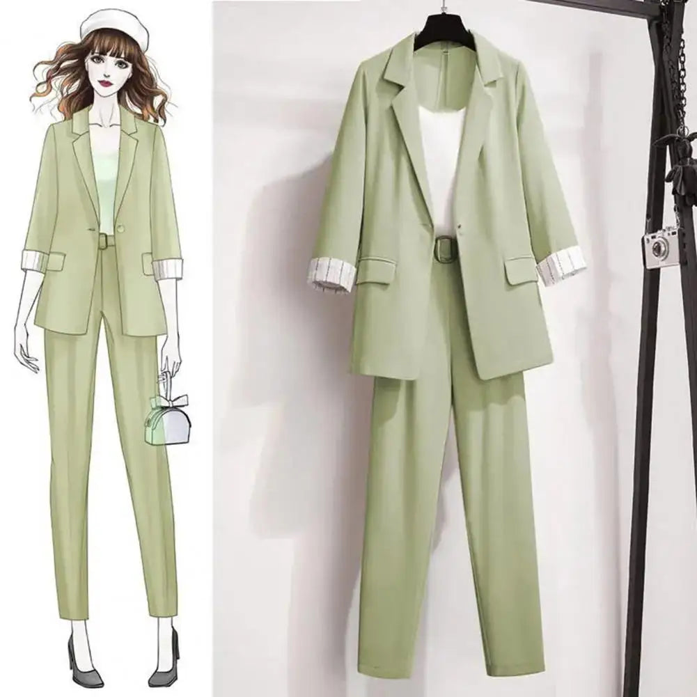 Chic Lady Business Outfit Three Piece Set Blazer Suit Pants Vest Set OL Style Notch Collar Women Business Outfit Commute - Seprincess