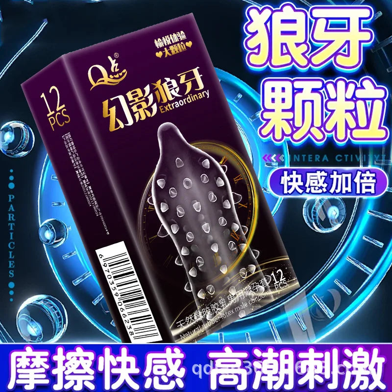 12pcs Men's Condoms With 9D Super Dotted Spikes Sex Toys For Men G Spot Vaginal Stimulation Penis Sleeve Adult Supplies Sex Shop - Seprincess