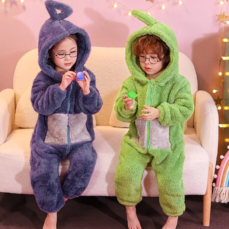 Adult Kids Teletubbies Costumes Soft Long Sleeves Piece Pajamas Costume With Children Home Clothes Cosplay Unisex Party Jumpsuit - Seprincess