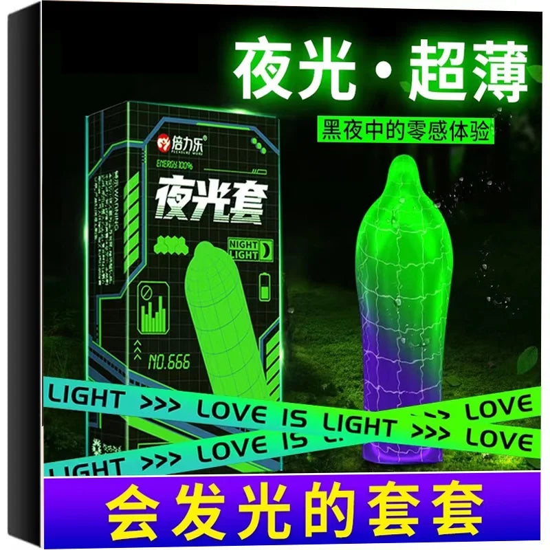 Luminous Condoms The Dark Long Sex Toys For Men Ejaculation Delay Safer Fluorescent Pleasure More Night Light Condom Sex Product - Seprincess