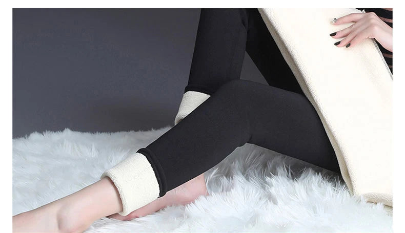 Women Winter Warm Thicken Leggings Lamb Fleece High Waist Thick Tights Sexy Thermal Casual Pants Stretchy Female Streetwear