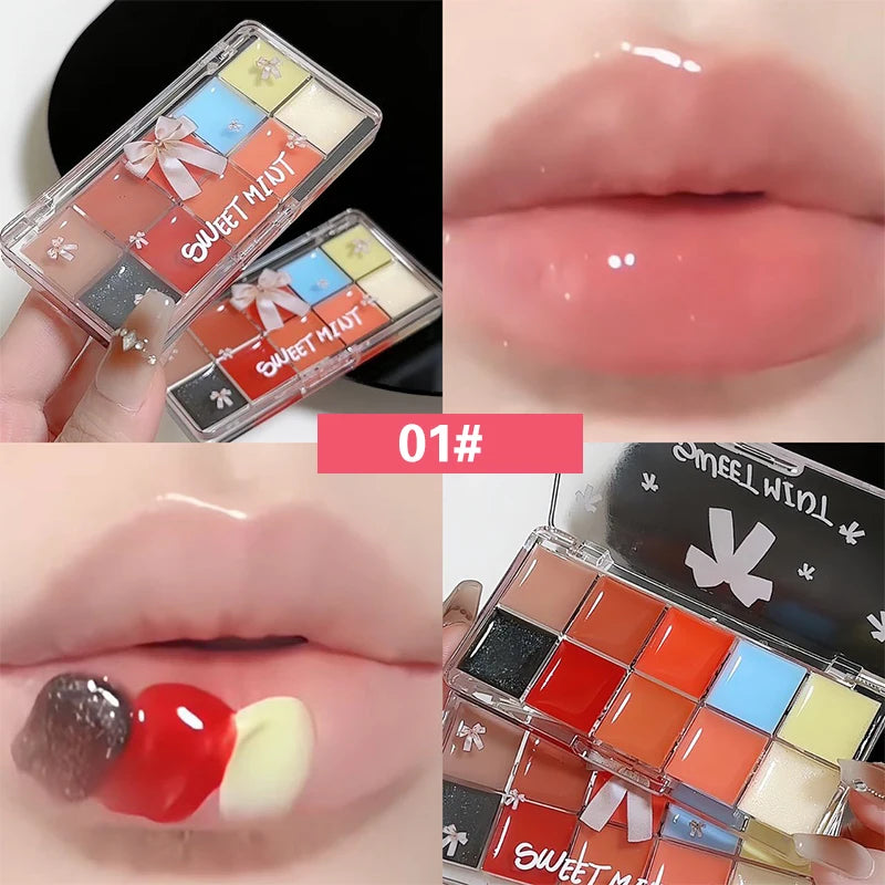 10 Color Lipstick Color Matching Lip Jelly Plate Naturally Moisturizes And Not Easy Stick The Glass Mirror Mouth Red Lip Glaze - Seprincess