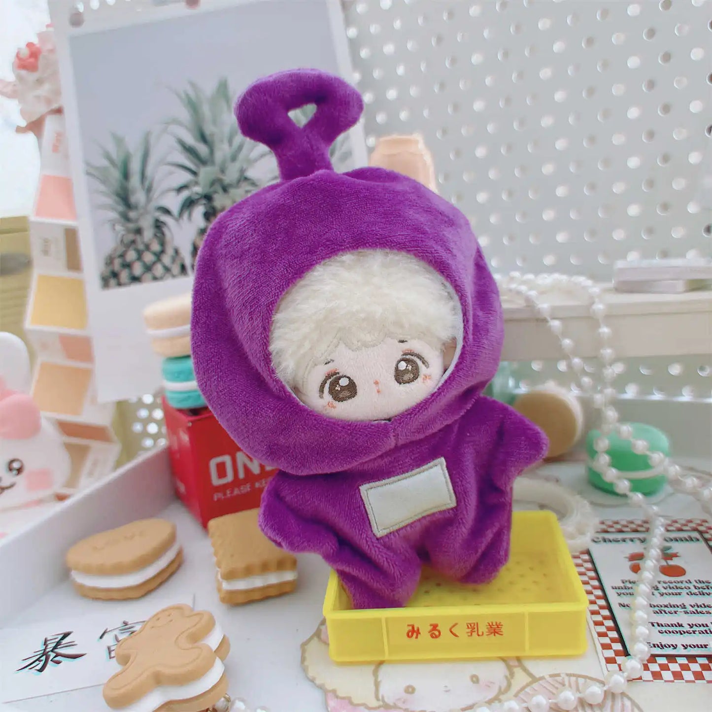 10-15Cm Anime Kawaii Teletubbies Cotton Doll Clothes Labubu Plush Doll Jumpsuit Hat Plushie Baby Crawling Clothes Accessories - Seprincess