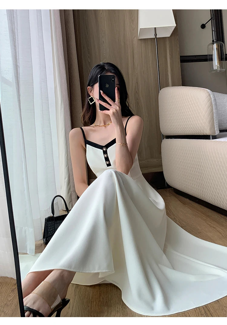 Elegant 2-Piece Dress Set for Lady Short Coat A-Line Midi Camisole Dresses Slim Korean Fashion Female Suit Spring Autumn New - Seprincess