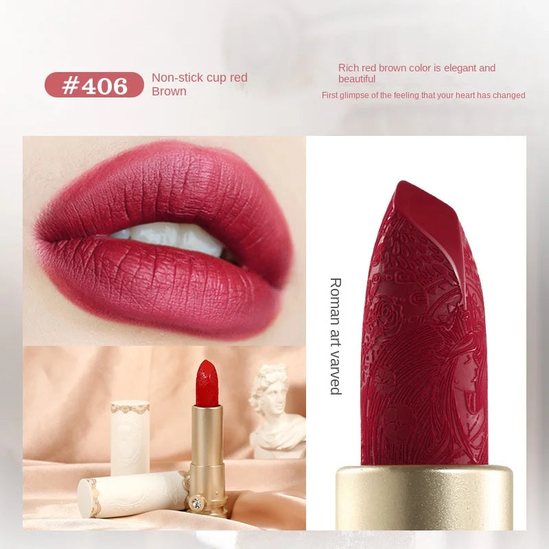 Artistic Embossed Lipstick MatteSexy Matte Lipsticks Waterproof Lip Gloss Long Lasting Liquid Lipstick Korean Makeup Cosmetics - Seprincess