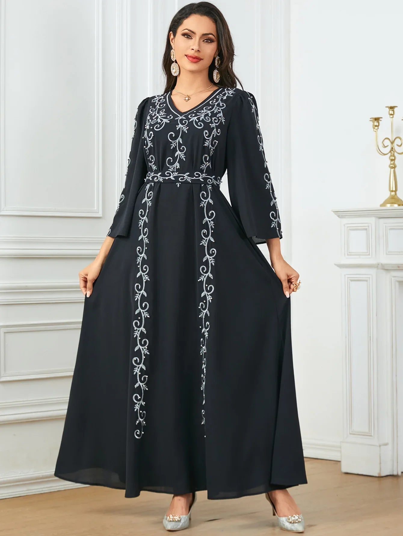 Eid Mubarak Party Muslim Women Embroidery Abayas Dress Turkey Dubai Kaftan Robe Morocco Jalabiya Islam Clothing Arab Vestidos - Seprincess