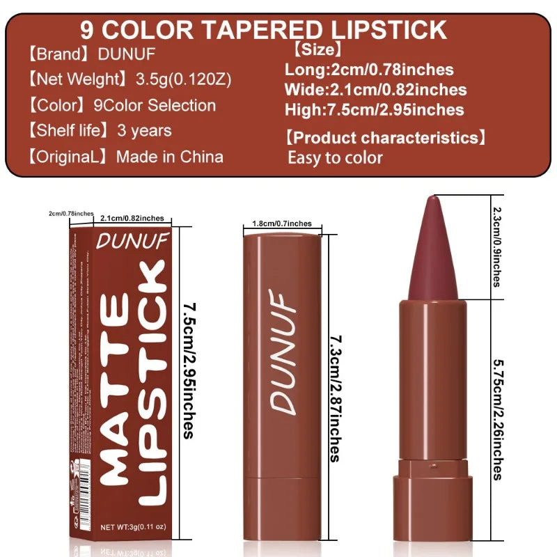 DUNUF Not-Fading Long Lasting Waterproof Velvet Matte Lipstick Lip Liner Makeup Sexy Non-stick Cup Lip stick Lipliner Cosmetics - Seprincess