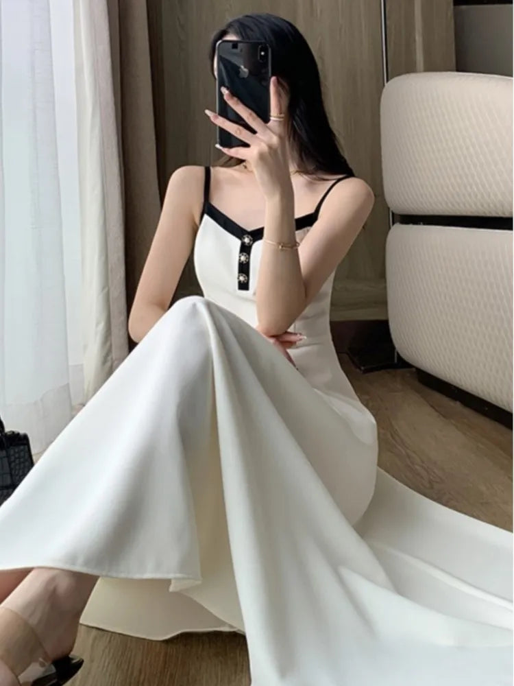 Elegant 2-Piece Dress Set for Lady Short Coat A-Line Midi Camisole Dresses Slim Korean Fashion Female Suit Spring Autumn New - Seprincess