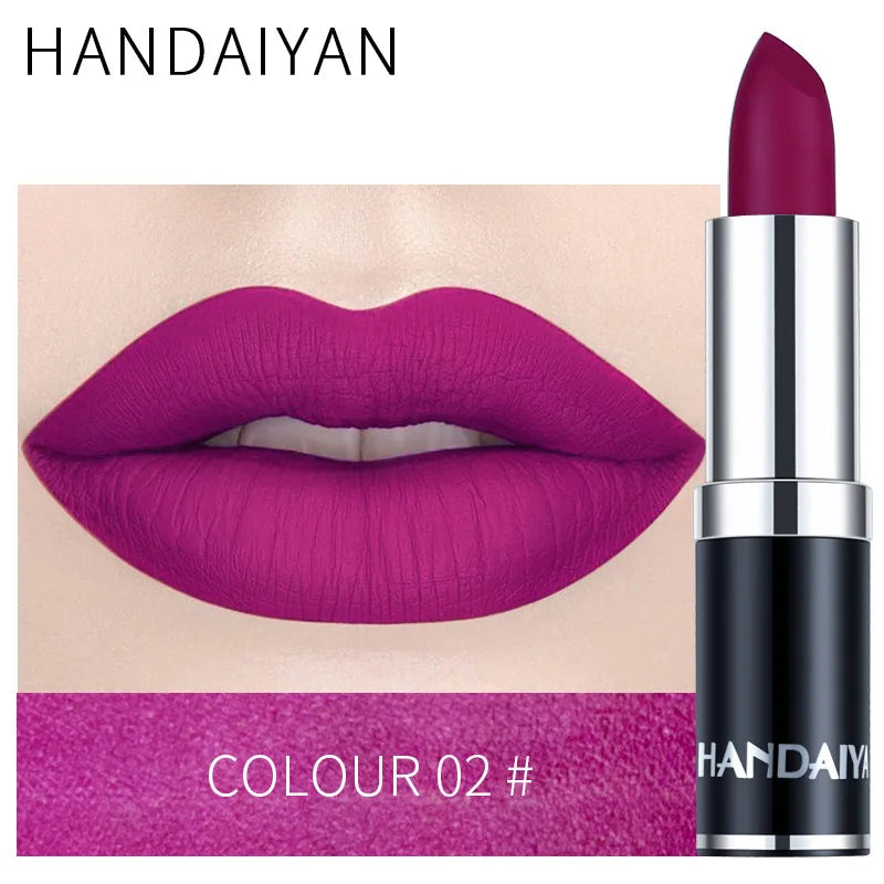 Handaiyan Sexy Nude Red Brown Purple Lipgloss Matte Lip Gloss Velvety Lipstick Matte Waterproof Makeup Long Lasting Cosmetic - Seprincess