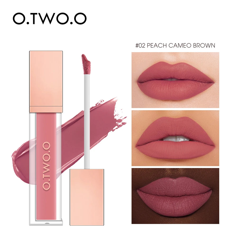 O.TWO.O 12 Color Liquid Lipstick Matte Finish Sexy Silky Lip Gloss Waterproof Kiss-proof Lasting Lip Glaze Lip Tint Cosmetics - Seprincess