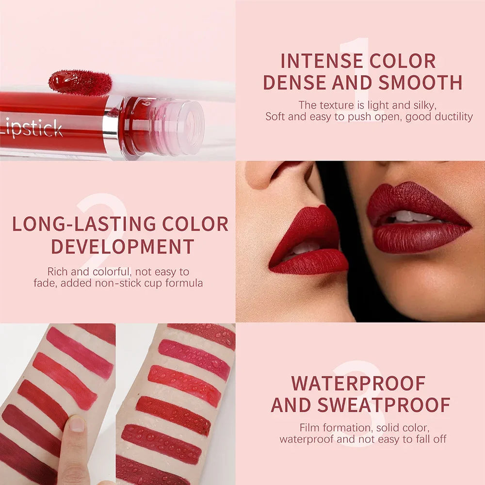 Matte liquid lipstick Waterproof sexy velvet lip glaze Long lasting moisturizing lipstick Velvet Long Lasting Matte Lip Gloss - Seprincess