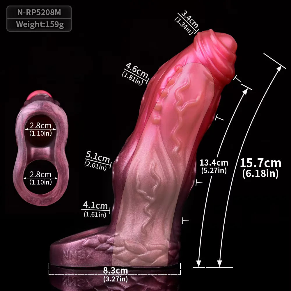 FAAK Large Silicone Fantasy Knot Penis Sleeve  Cock Enlargement Sex Toys For Men Delay Ejaculation Size M L