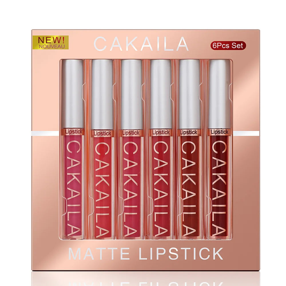 KACAILA 6/10 Colors Lipstick Set Velvet Matte Liquid Lip Gloss Non Stick Cup Waterproof Long Lasting Female Make Up of Gift Set - Seprincess