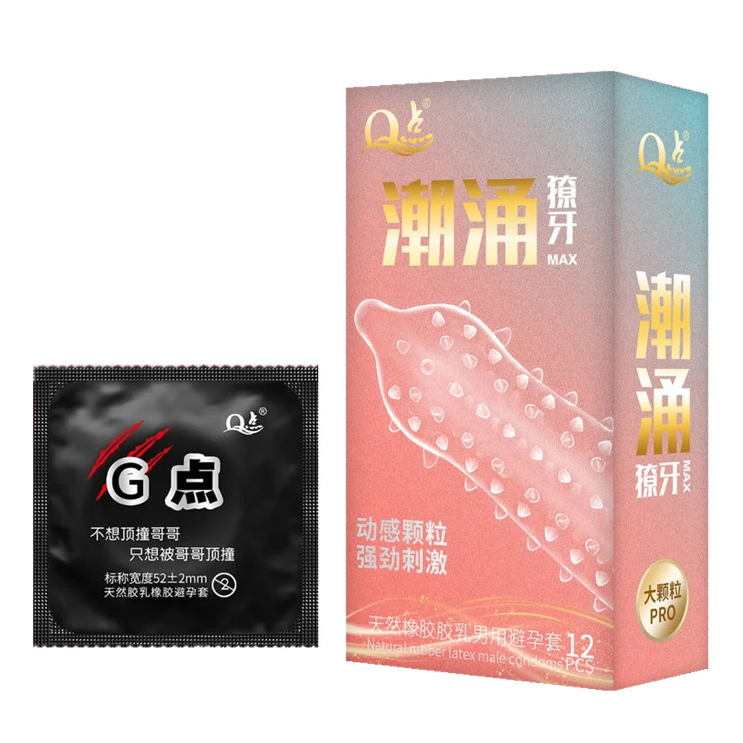 12PCS Spike Dotted Condom Vaginal Stimulation Sex Toys For Adult Men Rubber Particles Penis Sleeves Hotel Contraception Sex Shop - Seprincess