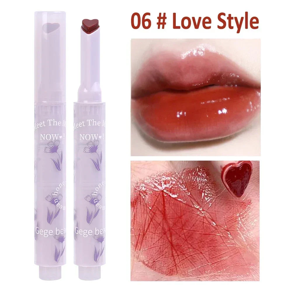 Transparent Lip Glaze Flower Honey Jelly Lipstick Pen Waterproof Non-stick Cup Heart-shaped Lip Gloss Korea Women Lips Makeup - Seprincess