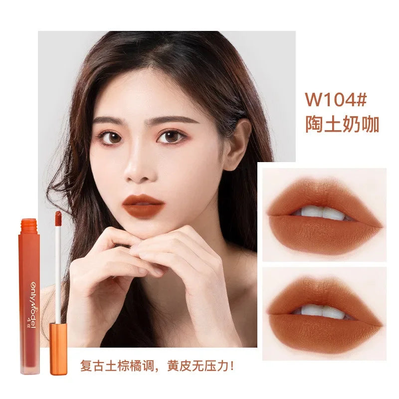 Velvet Orange Lipstick Brighten Skin Matte Lipsticks Waterproof Long Lasting Lip Stick Lip Tint Women Korean Cosmetic Lip Glaze - Seprincess