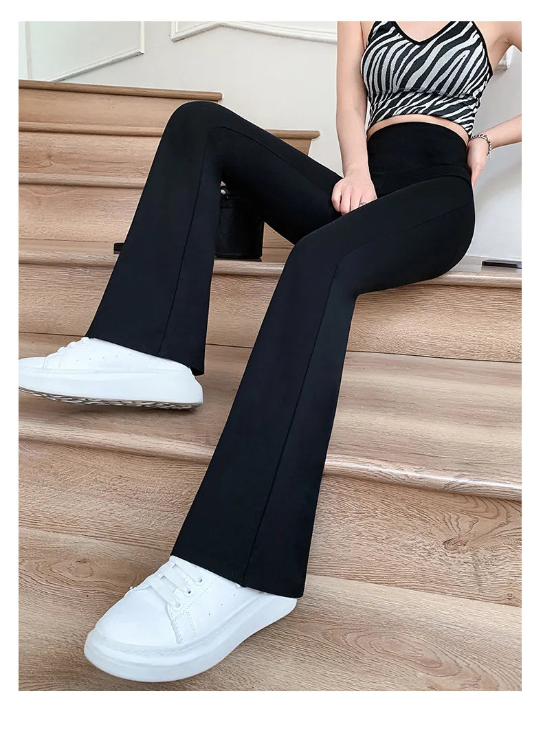 Micro Flare Yoga Leggings Fleece Thick Wide Leg Pants Latin Dance Trousers High Waist Casual Slimming Pantalones Female Clothing