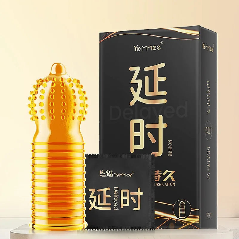 10/12PCs Condom Sex Toys for Men Black Man Penis Sleeve Ejaculation Delay Lasting Erotic Adult Long Lasting Golden Body Condoms - Seprincess