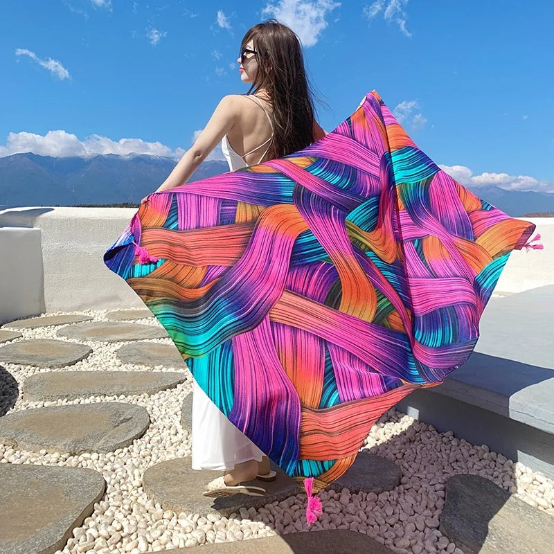 20 styles 90x180cm Cotton linen Summer Beach Dress Bikini Cover-ups Sarong Wrap Scarf Women Brazilian Swimsuit Bathing Cover Up - Seprincess