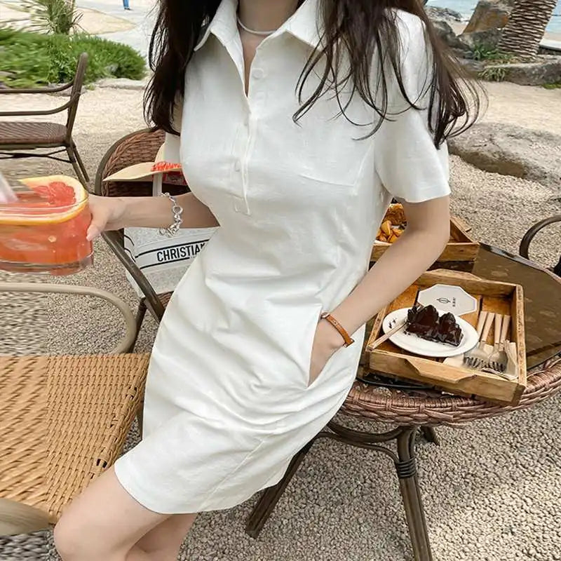 VONDA 2024 Summer Mini Dress Elegant Women Sexy Short Sleeve Solid Color Party Short Sundress Casual Beach Vestidos Robe Femme - Seprincess