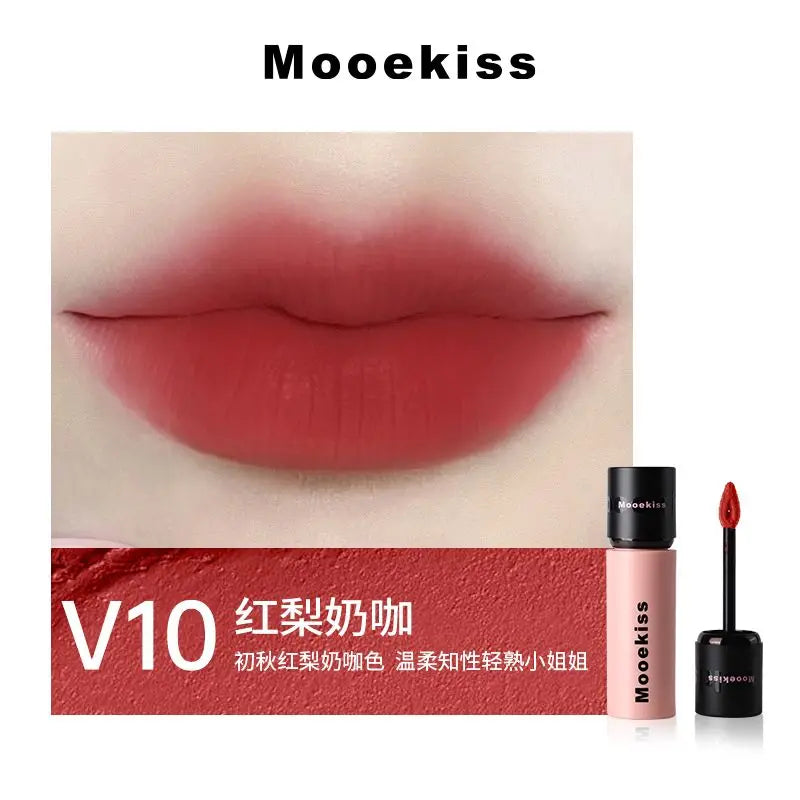 Mooekiss Matte Liquid Lipstick Lasting Non-stick Cup Velvet Lip Clay Lip Gloss Autumn and Winter Chestnut Lip Makeup Maquillaje