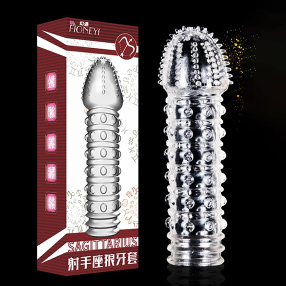 Wolf's Tooth Condom Crystal Single Box Large Particle Stabbing Penis Sleeve Reusable Cock Ring Extender Erotic Condoms for Men