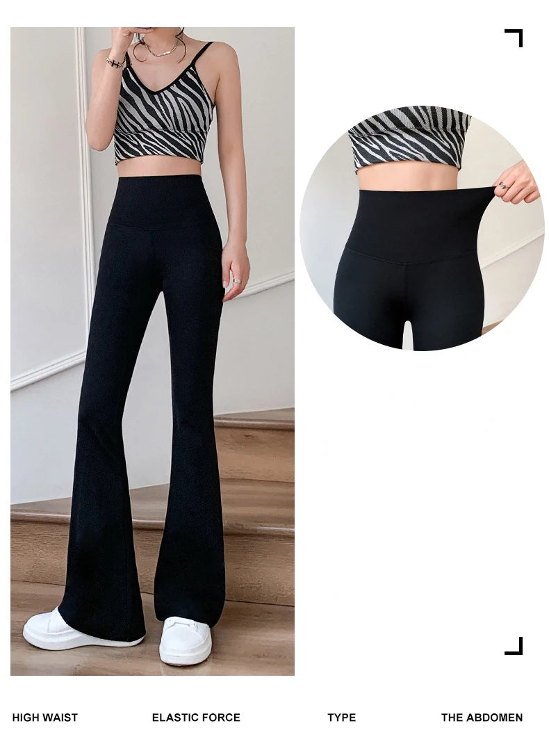 Summer Flare Pants Women Slim High Waist Pure Color Sexy Retro Fashion Ladies Streetwear All-match Spring Leisure