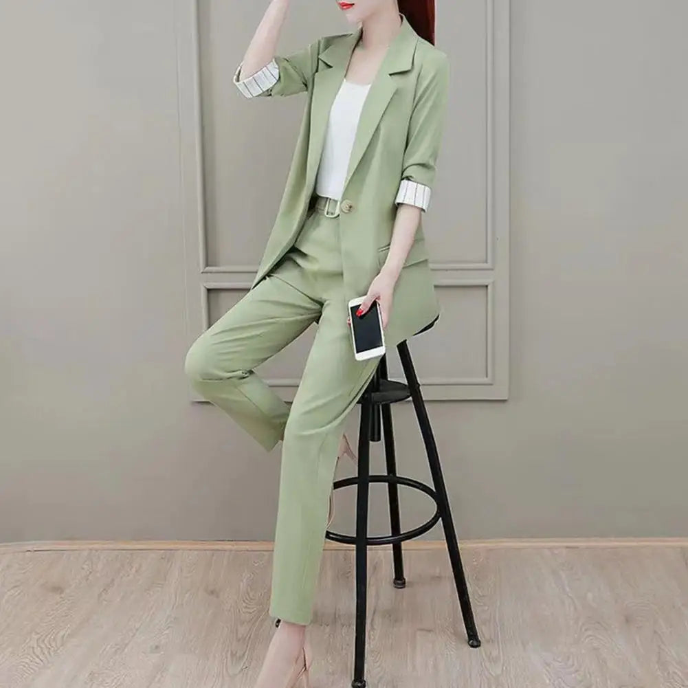 Chic Lady Business Outfit Three Piece Set Blazer Suit Pants Vest Set OL Style Notch Collar Women Business Outfit Commute - Seprincess