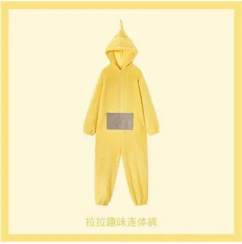 Boys Girls Teletubbies Costumes Soft Long Sleeves Piece Pajamas Costume Lala Home Clothes Cosplay Adult Unisex Party Wear - Seprincess