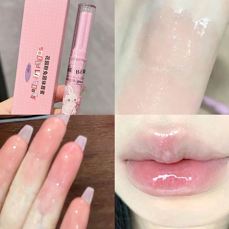 Solid Lip Gloss Gege Bear Garden Pink Rabbit Moisturizing Watery Colored Lip Balm Tender Lipstick Set - Seprincess