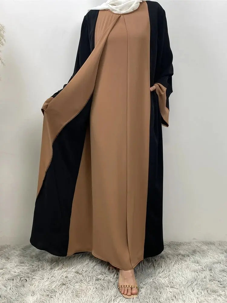 Ramadan Eid Muslim Abaya Dubai Luxury Splicing Fake Two Pieces Abayas For Women Kaftan Modest Dress Islam Caftan Marocain Femme - Seprincess