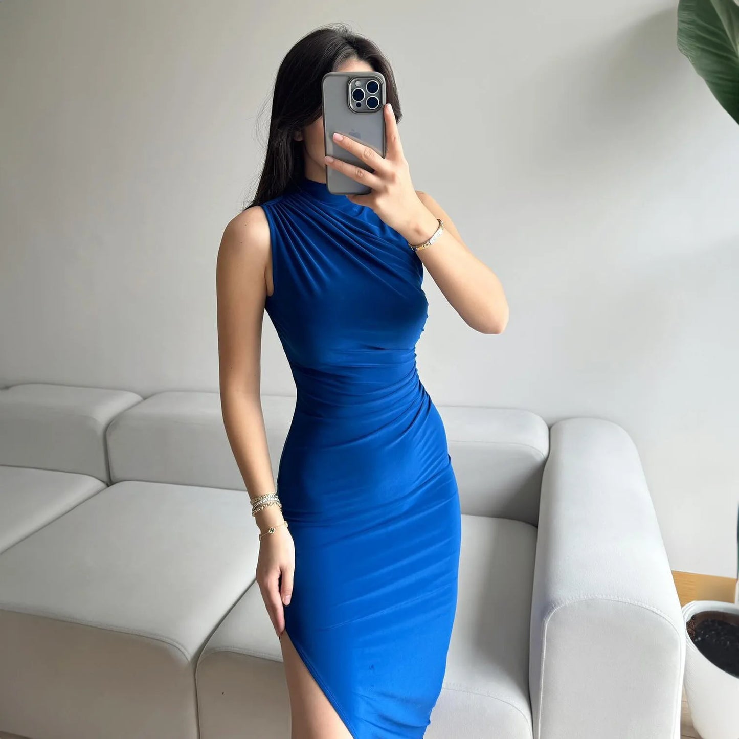 Black New Dresses Women Sexy Backless Sleeveless Split Slim Maxi Dresses Women Casual Party Evening Club Elegant Dresses - Seprincess