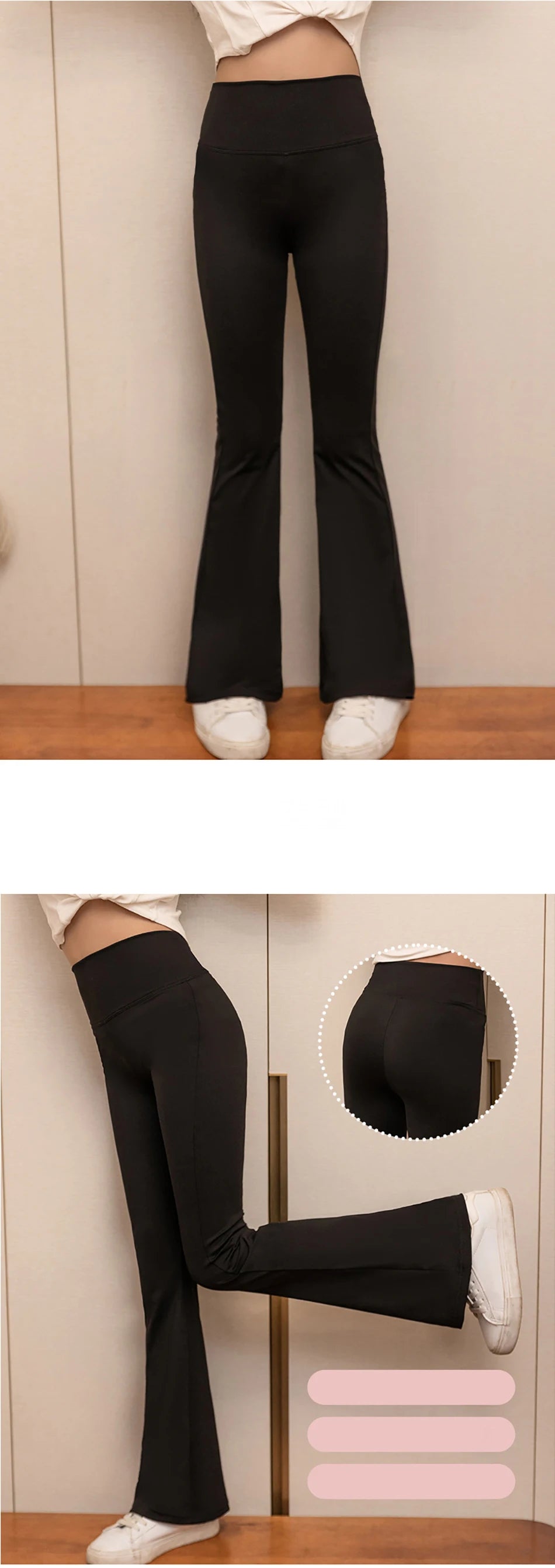 Stylish Children High Waisted Slimming Comfortable Bootcut Leggings Suitable Girls Spring and Autumn Wardrobe with Flared Edge