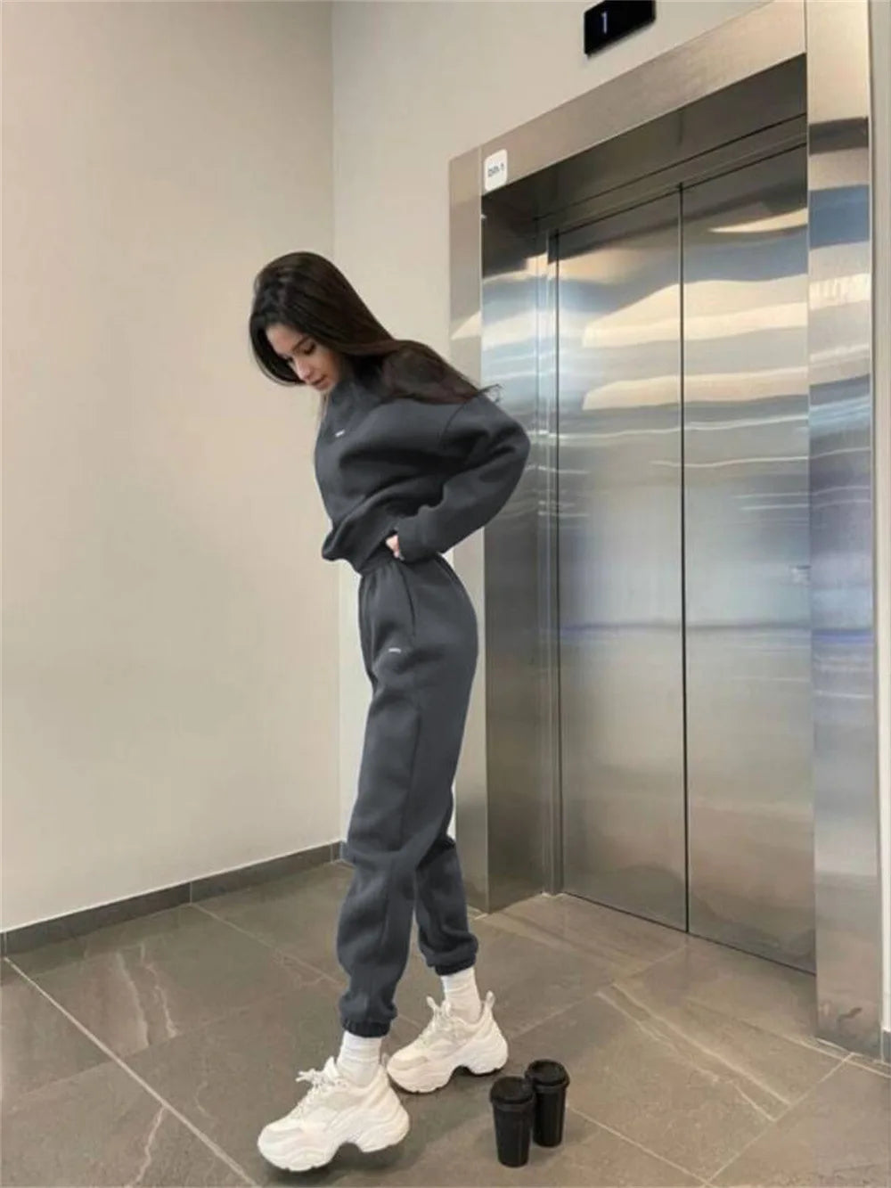 Autumn And Winter New Casual Sports Women's Suit Fashion Solid Color Simple Warm Pants Hoodie Female 2 Piece Set 2024 - Seprincess