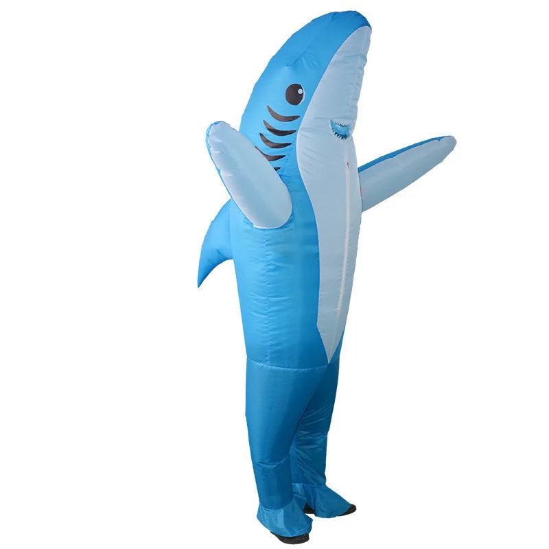 Unisex Funny Inflatable Shark Cosplay Costume Suit Adult Fancy Dress Performance Clothes Halloween Carnival Theme Party - Seprincess