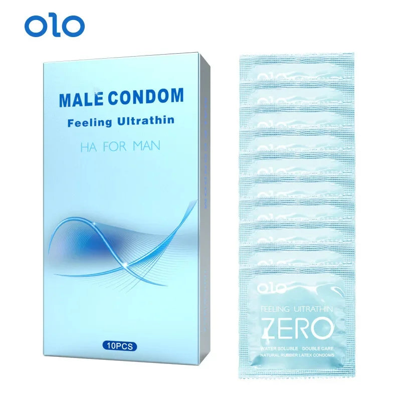 OLO Ultra Thin Condom 0.01 Feeling Penis Sleeve Hyaluronic Acids Rubber Latex Ejaculation Delay Dotted Condoms Intimate Sex Toy - Seprincess