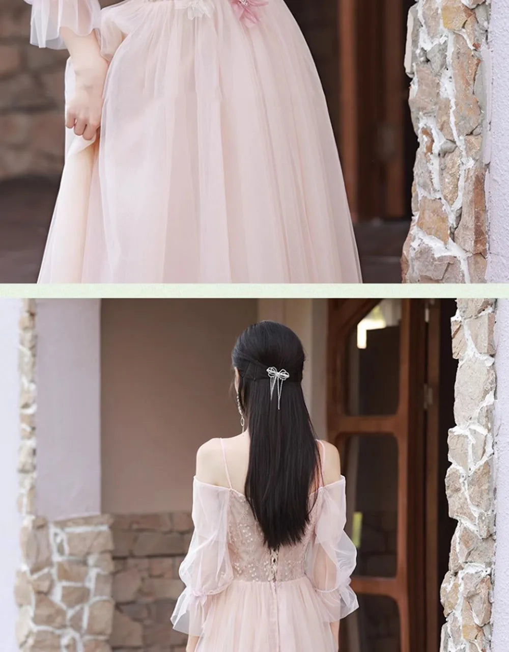 4 Styles Pink Bridesmaid Dress Women's Elegant Thin Tulle Off The Shoulder Flower Appliques A-line Wedding Party Guest Vestido