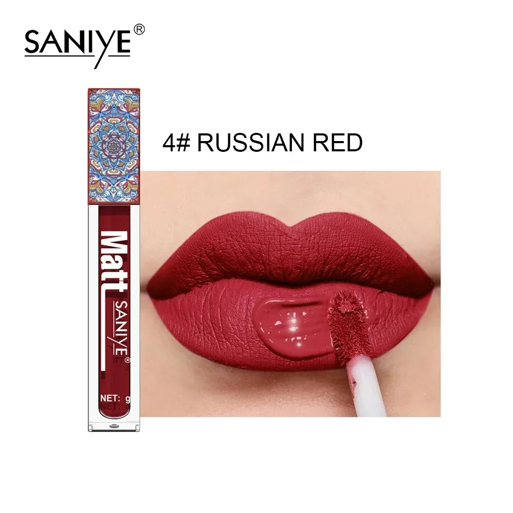 1PCS Waterproof Matte Nude Lip Gloss Brown Nude Pigment Dark Red Long Lasting Velvet Liquid Lipstick Women Makeup Lip Glaze - Seprincess