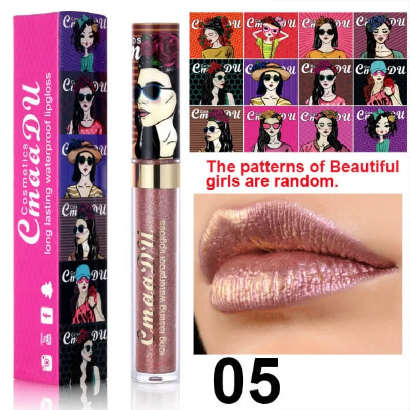 CmaaDu Glitter Lip Gloss Beauty Girl Diamond Shimmer Lip Tint Make Up Waterproof Long Lasting Gray Flash Liquid Lipstick Makeup - Seprincess