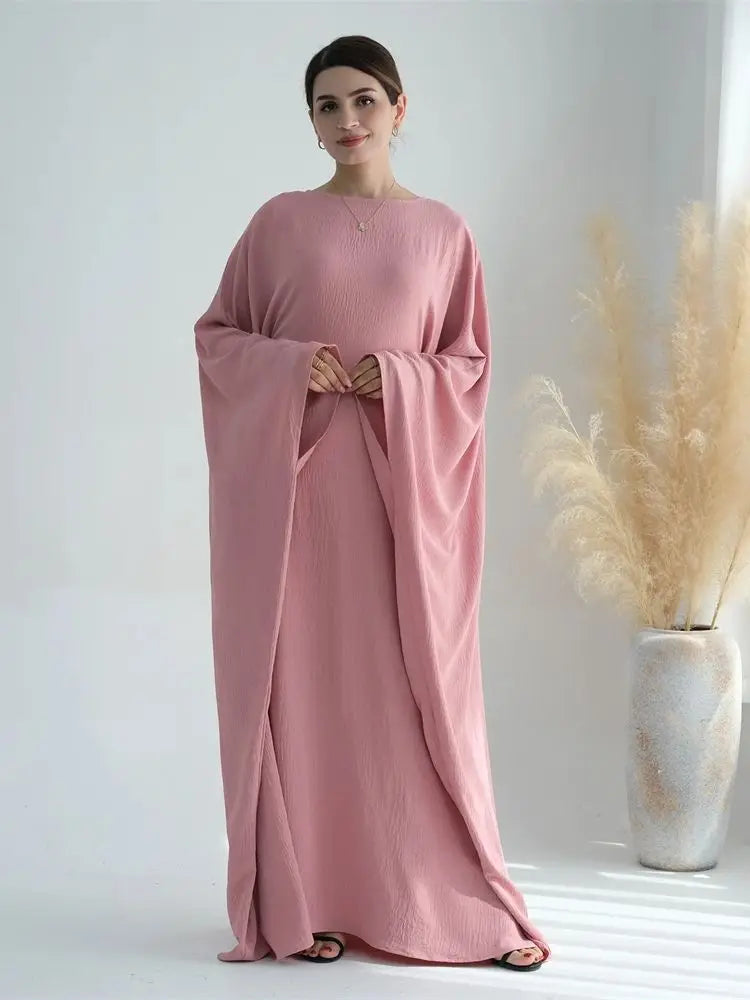 Ramadan Eid Crepe Batwing Butterfly Modest Abaya Dubai Luxury 2024 Muslim Jersey Hijabs Kaftan Dress For Women Kebaya Vestidos - Seprincess