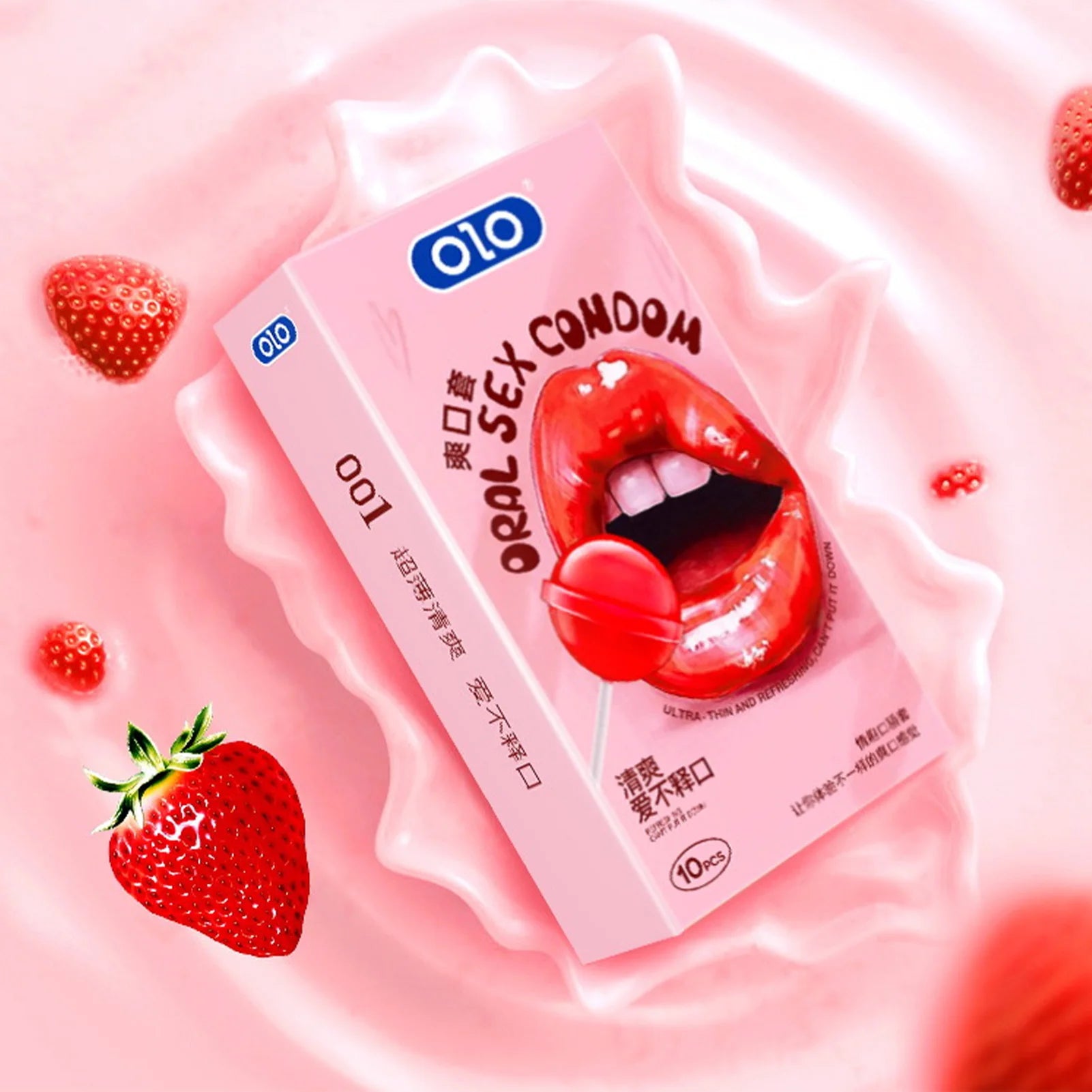 10PCS Oral Sex Ccondom Strawberry Flavor Sex Toys Ultra Thin Blowjob Rubber Condom No Oil Erotic Products For Couples - Seprincess