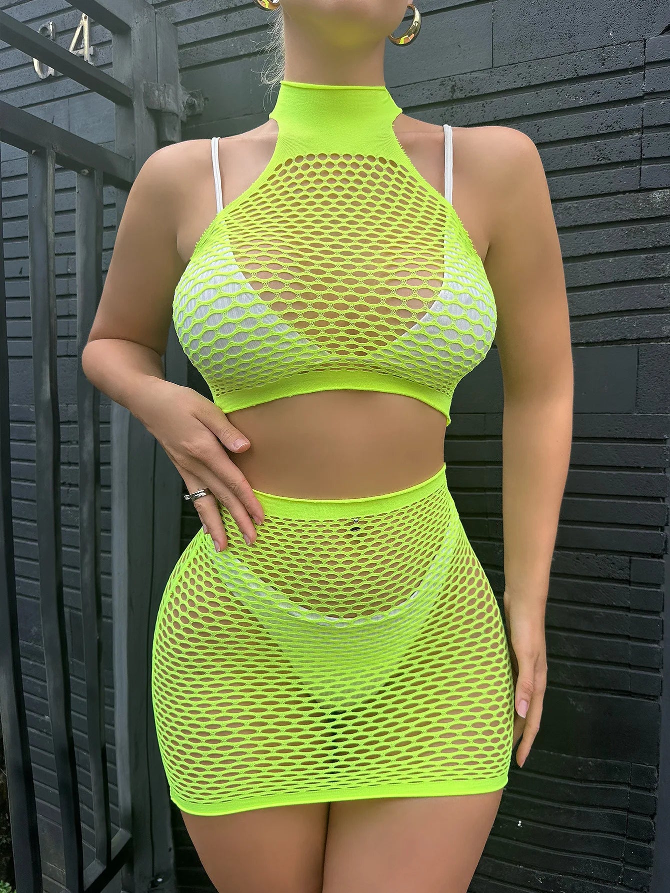 Dress Hollow out two-piece set with tight fitting and exposed breasts elegant party dresses woman Casual women's dresses sexshop - Seprincess