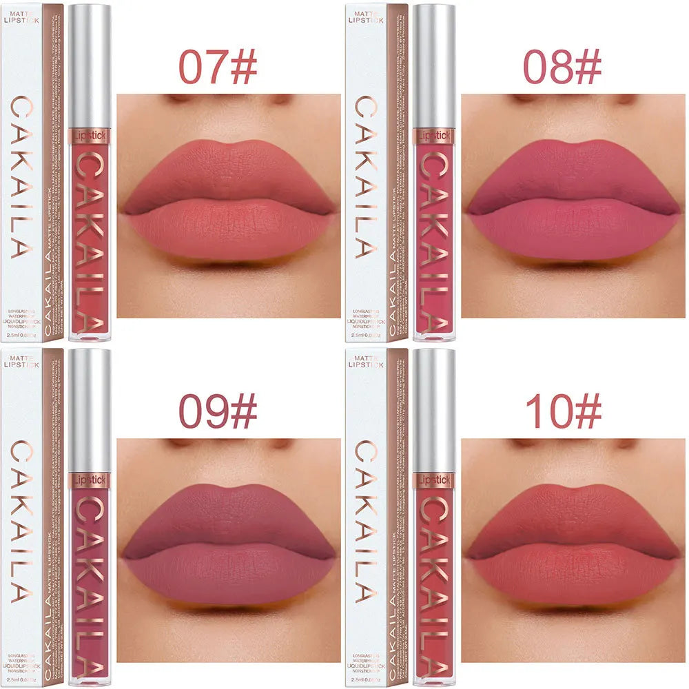 1PC Velvet Matte Lipstick Lip Gloss Light Red Liquid Lip Tint Cream Pigment Long Lasting Silky Texture Lips Women's Cosmetics - Seprincess