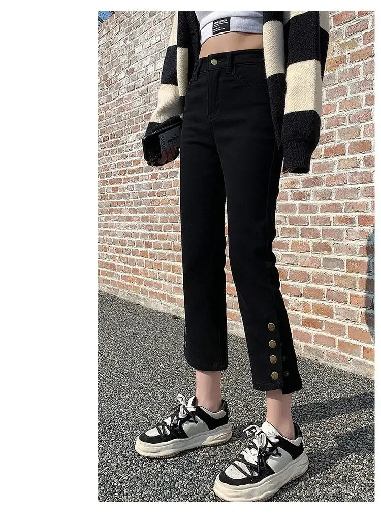 Vintage Jeans Women Students Streetwear Straight Casual Personality Spring Popular Ankle-length Korean Style S-5XL Gentle Temper